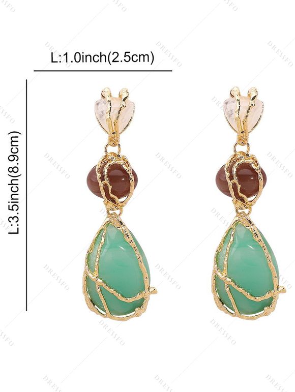 Boucles d'oreilles tendance en pierre géométrique en forme de goutte - Vert 