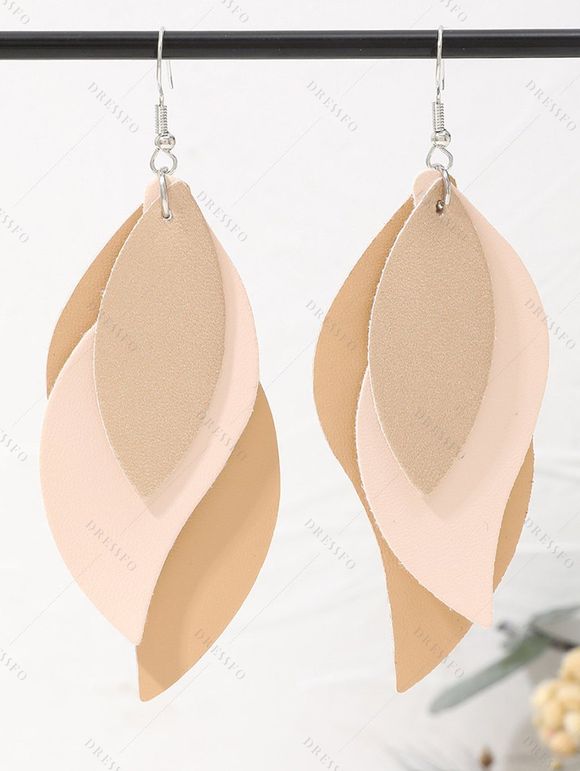 Boucles d'oreilles en PU à plusieurs niveaux en forme de feuille et colorblock - multicolor A 