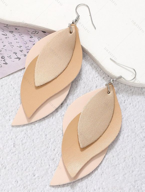 Boucles d'oreilles en PU à plusieurs niveaux en forme de feuille et colorblock - multicolor A 