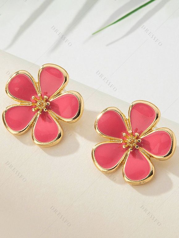 Boucles d'oreilles de vacances en forme de fleur, style frais - Rouge 