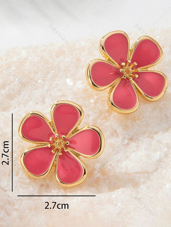 Boucles d'oreilles de vacances en forme de fleur, style frais - Rouge 