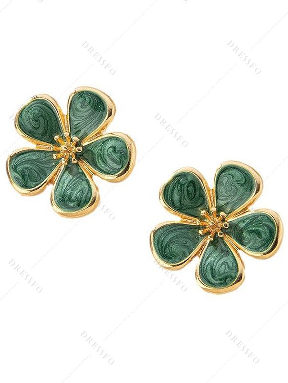 Boucles d'oreilles de vacances en forme de fleur, style frais - Vert 