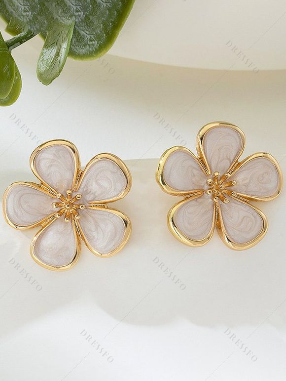 Boucles d'oreilles de vacances en forme de fleur, style frais - Blanc 