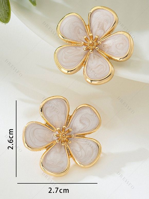 Boucles d'oreilles de vacances en forme de fleur, style frais - Blanc 