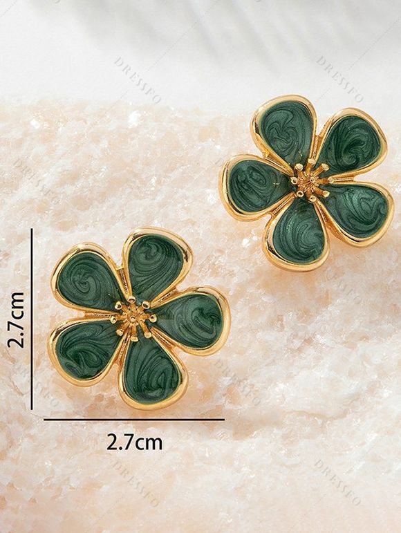 Boucles d'oreilles de vacances en forme de fleur, style frais - Vert 