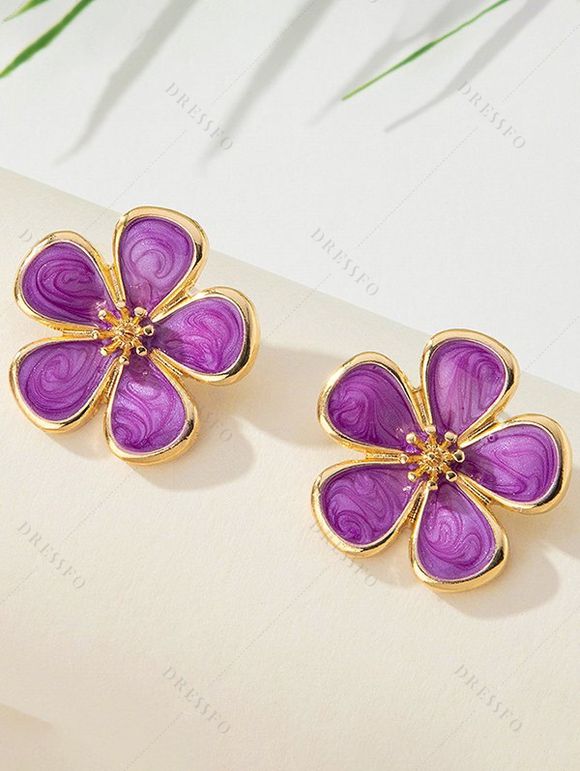 Boucles d'oreilles de vacances en forme de fleur, style frais - Pourpre 