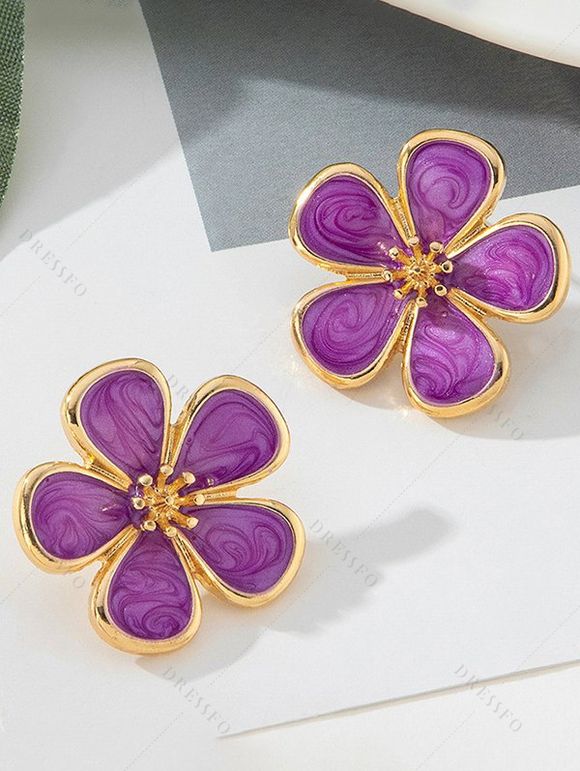 Boucles d'oreilles de vacances en forme de fleur, style frais - Pourpre 