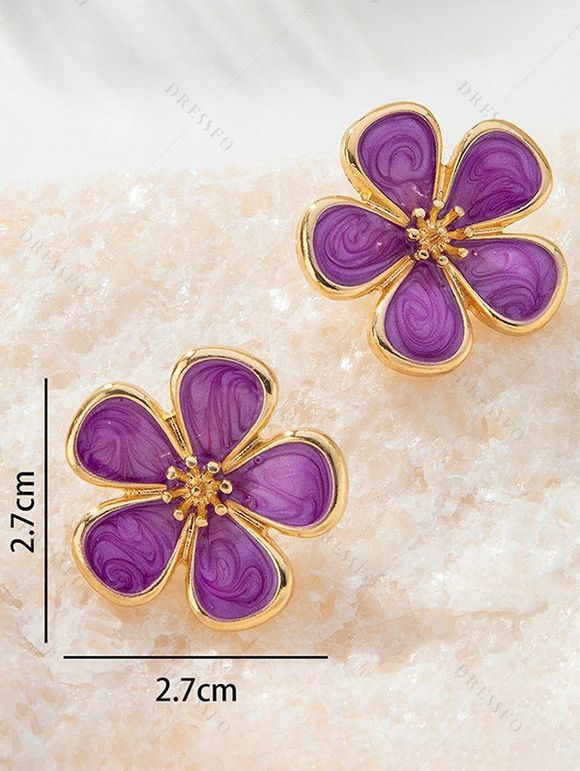 Boucles d'oreilles de vacances en forme de fleur, style frais - Pourpre 