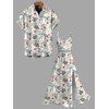 Couple Outfit for Vacation Hibiscus Floral Leaf Print Slit Dress and Shirt Set - Vert clair S | US 4