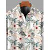 Chemise de vacances pour homme, imprimé floral feuille d'hibiscus, chemise boutonnée - Vert clair 5XL