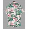 Chemise de vacances pour homme, imprimé intégral de fleurs d'hibiscus, à boutons - Rose 5XL