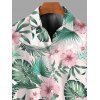 Chemise de vacances pour homme, imprimé intégral de fleurs d'hibiscus, à boutons - Rose 5XL