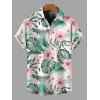 Chemise de vacances pour homme, imprimé intégral de fleurs d'hibiscus, à boutons - Rose 5XL