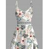 Robe de vacances fendue, imprimé floral hibiscus, robe midi ajourée - Vert clair XXL | US 14