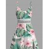 Robe de vacances imprimée de fleurs d'hibiscus et de feuilles, fendue et ajourée - Rose XXL | US 14