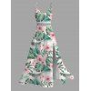 Robe de vacances imprimée de fleurs d'hibiscus et de feuilles, fendue et ajourée - Rose XXL | US 14