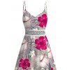 Robe de vacances imprimée de feuilles d'hibiscus, robe fendue et ajourée - Rose Vif XXL | US 14