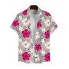 Vacation Couple Outfit Leaf Hibiscus Floral Print Slit Dress and Shirt Set - Rose Vif S | US 4