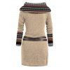 Ethnic Women Outfit Skew Neck O Ring Knitted Dress and Earrings Boots Set - café lumière S | US 4