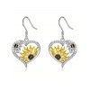 Boucles d'oreilles bohèmes en strass, cœur, tournesol, abeille, pendantes - Argent 