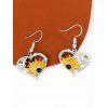 Boucles d'oreilles bohèmes en strass, cœur, tournesol, abeille, pendantes - Argent 