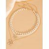 Ensemble de 3 colliers superposés avec pendentif nœud papillon et collier de perles fantaisie - Blanc 