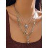 Ensemble de 3 colliers vintage avec pendentif soleil, lune et étoile, et pierres irrégulières. - Argent 
