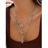 Ensemble de 3 colliers vintage avec pendentif soleil, lune et étoile, et pierres irrégulières. - Argent 