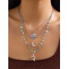 Ensemble de 3 colliers vintage avec pendentif soleil, lune et étoile, et pierres irrégulières. - Argent 