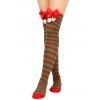4 paires de bas de Noël à rayures avec nœud papillon, longueur genou - multicolor A 
