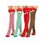 4 paires de bas de Noël à rayures avec nœud papillon, longueur genou - multicolor A 