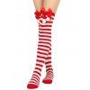 4 paires de bas de Noël à rayures avec nœud papillon, longueur genou - multicolor A 