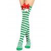 4 paires de bas de Noël à rayures avec nœud papillon, longueur genou - multicolor A 