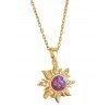 Collier vintage avec pendentif soleil en strass, style rétro - d'or 