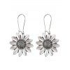 Boucles d'oreilles vintage en forme de tournesol, style bohème, pendantes - Argent 