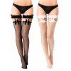 2 paires de bas résille à empiècement en dentelle et nœud papillon, transparents - multicolor A 