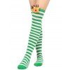 4 paires de bas de Noël à rayures avec motif d'élan, longueur genou - multicolor A 