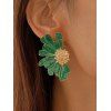 Boucles d'oreilles vintage élégantes en forme de fleur - Vert 
