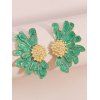 Boucles d'oreilles vintage élégantes en forme de fleur - Vert 