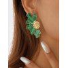 Boucles d'oreilles vintage élégantes en forme de fleur - Vert 