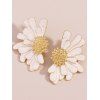 Boucles d'oreilles vintage élégantes en forme de fleur - Blanc 