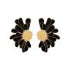 Boucles d'oreilles vintage élégantes en forme de fleur - Noir 