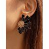 Boucles d'oreilles vintage élégantes en forme de fleur - Noir 