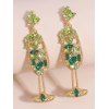 Boucles d'oreilles de soirée en forme de verre à vin avec fausses perles et pierres précieuses - Vert 