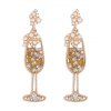 Boucles d'oreilles de soirée en forme de verre à vin avec fausses perles et pierres précieuses - Champagne 
