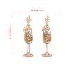 Boucles d'oreilles de soirée en forme de verre à vin avec fausses perles et pierres précieuses - Champagne 