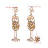 Boucles d'oreilles de soirée en forme de verre à vin avec fausses perles et pierres précieuses - Champagne 