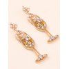 Boucles d'oreilles de soirée en forme de verre à vin avec fausses perles et pierres précieuses - Champagne 