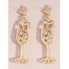 Boucles d'oreilles de soirée en forme de verre à vin avec fausses perles et pierres précieuses - Champagne 