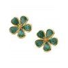 Boucles d'oreilles de vacances en forme de fleur, style frais - Vert 